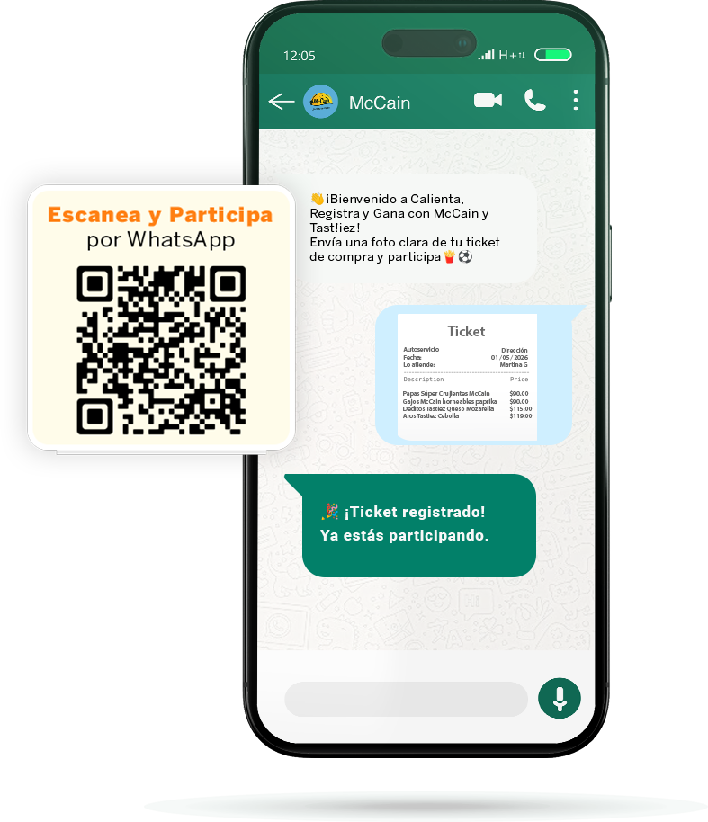 Registro por WhatsApp en celular